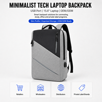 Sac à dos pour ordinateur portable fin et minimaliste 15,6 pouces avec chargement USB, léger, pour affaires, voyages, bureau, logo personnalisé