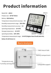 Noyafa Jms15 Lớn HD LCD Kỹ Thuật Số 2 Trong 1 Nhiệt Kế Ẩm Kế Nhiệt Độ Độ Ẩm Tester Thời Tiết Trạm Đồng Hồ Với Treo - Product Image 5