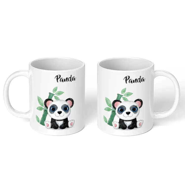 Indirim özelleştirilmiş 11oz düz yeni kemik çin çayı kupa ve kupa panda logo baskılı seyahat kupa için promosyon hediye