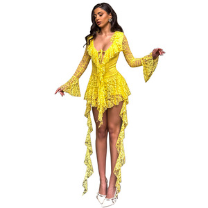 D25DS072 2026 Abbigliamento Donna Sexy <span class=keywords><strong>Abito</strong></span> Estivo in Pizzo Ricamato Casual con <span class=keywords><strong>Maniche</strong></span> a Campana Mini <span class=keywords><strong>Abito</strong></span> da Club a <span class=keywords><strong>Maniche</strong></span> <span class=keywords><strong>Lunghe</strong></span> - Product Image 6