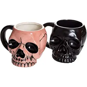 Taza de cerámica 3D con forma de calavera para bebidas, taza de café para azúcar