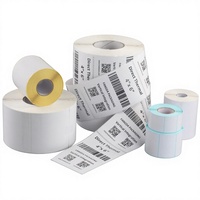 Étiquettes autocollantes vierges en papier couché 100*80*60*50*40*30 Forme rectangulaire arrondie Rouleau d'emballage Autocollants de codes-barres Industriels