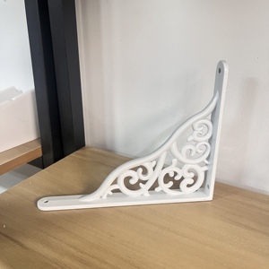 <span class=keywords><strong>Support</strong></span> d'étagère mural en <span class=keywords><strong>aluminium</strong></span> de 4 mm d'épaisseur, décoratif, blanc, en forme de L - Design à motifs roulés ornés - Product Image 5