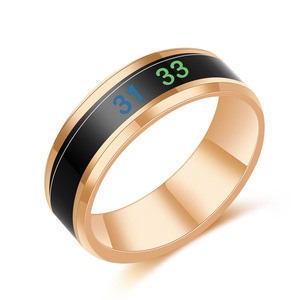 Smart Temperature Sensing <b>Ring</b> Gold Black Color Changing With App Control For Body Temperature Monitoring Jewelry - Product Image 2