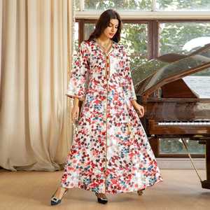 Femme Modeste Diamant Revers Abaya Chic Ramadan Caftan Marocain Jalabiya Robe Polyester Soie pour Adultes Dubai Robe <span class=keywords><strong>Djellaba</strong></span> - Product Image 6