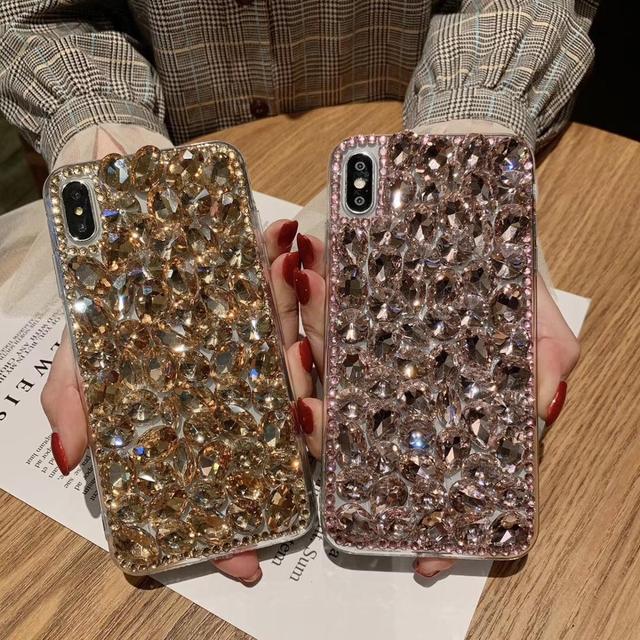 Luxury Diamond Bling Rhinestone Full TPU PC Phone Case for iPhone Xs Max for New iPhone Crystal Back Cover for iPhone 6 7 8 Plus