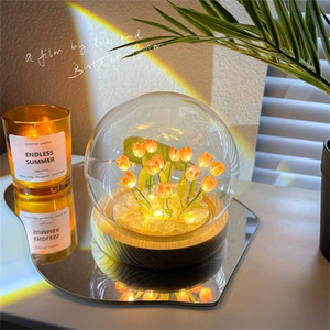 Lámpara de <span class=keywords><strong>mesa</strong></span> de flor de tulipán 1/3/5/10 ramas tulipanes lámpara de escritorio LED pequeña Luz de noche para regalo de fiesta decoración de cabecera de dormitorio - Product Image 4