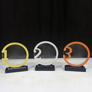 金银青铜金属1 2 <span class=keywords><strong>3</strong></span>带玻璃水晶圈牌匾奖杯和颁奖MH-J0158 - Product Image 6