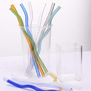 Vaso Reutilizable con Pajita Ondulada Resistente al Calor, Diferentes Colores, Recta, 1 Pieza, Bolsa OPP, Pajitas de Vidrio Modernas con Diseño - Product Image 3