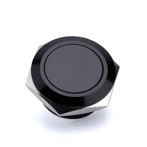 Hot Sale Momentary Emergency Push Button 19mm Black Color Push Button Wall Switch Waterproof 1NO Short Body Aluminum Oxide