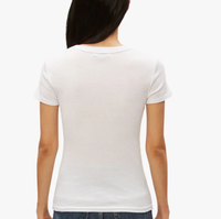 T-shirt personnalisé en gros pour femme, 100 % coton épais de haute qualité, col en V, manches courtes, écologique et infroissable