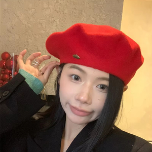 Mũ beret len cao cấp mùa đông 2025 dành cho nữ, kiểu mũ họa sĩ, đính sequin, thích hợp cho du lịch thường ngày, dành cho đầu to và mặt nhỏ, màu trơn, chất liệu len dệt kim - Product Image 2