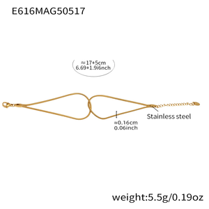 Phụ nữ hàng đầu phân biệt thời trang không thấm nước 18K mạ vàng Đôi thắt nút thép không gỉ Vòng đeo tay của phụ nữ đồ trang sức nhân tạo - Product Image 6