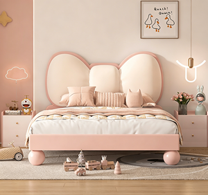 Divano letto moderno in legno massello, confortevole, a grandezza naturale, colore crema, con design a fiocco e rivestimento in cotone, <span class=keywords><strong>per</strong></span> la <span class=keywords><strong>cameretta</strong></span> delle bambine - Product Image 1