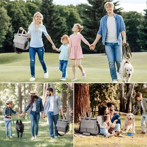 Evcil dişli çok fonksiyonlu cepler Oxford bez köpek haftasonu çanta 2 katlanabilir çanaklar ile evcil hayvan seyahat çantası Set - Product Image 6