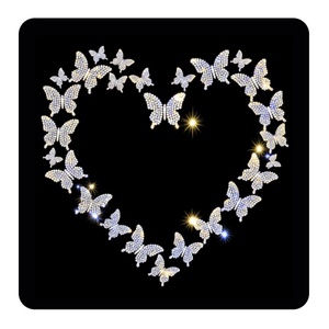 สติ๊กเกอร์ติดริมฝีปากแบบกำหนดเองได้ ประดับด้วยคริสตัลวิบวับ รูปแบบลายจูบ  แบบรีดร้อน - Product Image 4