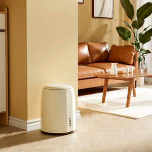 Easytime Cylindrical Trash Can Cream White 12L Flip Top Indoor Waste Bin For Home Kitchen Bathroom - Product Image 2