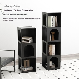Scaffale portaoggetti autoportante da terra, stile moderno minimalista color crema, libreria angolare in ferro per <span class=keywords><strong>soggiorno</strong></span> e <span class=keywords><strong>studio</strong></span>, mobile per la casa - Product Image 5