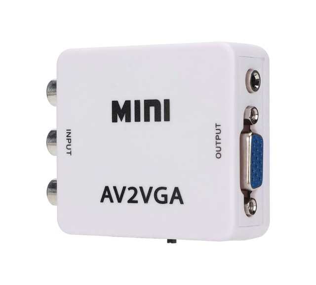 Wholesale HD 1080P AV2VGA Adapter AV to VGA Converter With 3.5mm Audio to PC HDTV Converter AV to VGA for TV and Audio Use