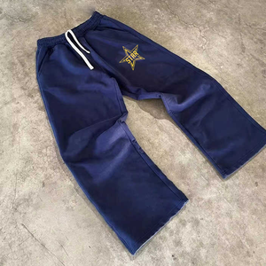 <span class=keywords><strong>Pantalones</strong></span> <span class=keywords><strong>de</strong></span> chándal holgados personalizados para <span class=keywords><strong>hombre</strong></span>, 100% algodón, <span class=keywords><strong>de</strong></span> pierna ancha, joggers apilados, estilo urbano - Product Image 2