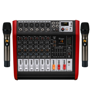 PMX602 Professional 6 channel 250w power audio mixer with microhones 16 DSP MP3 <b>Bluetooth</b> for performance stage live stream - Product Image 1