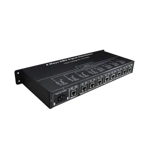8 Way Dmx Signal Distributor RJ45 Interface Stage Light Splitter Output Dmx512 8CH Network Amplifier