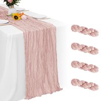 En gros Chemin de table en gaze rose 35x120 pouces, imprimé vintage, style bohème, écologique, 10 pieds de long, semi-transparent, pour mariage