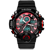 Olika jam tangan Digital Chronograph Analog pria, arloji olahraga LED bercahaya dengan kalender penyelam tali modis untuk anak