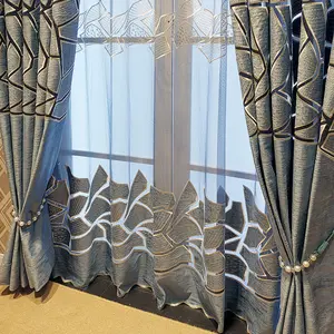 Cortinas de lujo para ventana con bordado láser ahuecado moderno personalizado cortinas para sala de estar