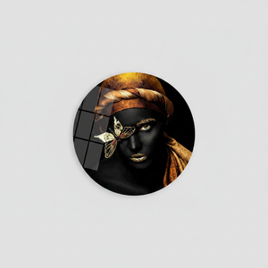 Printed <b>Canvas</b>: African Woman Gold Butterfly Art for Modern Decor,TEMPERED GLASS ART - Product Image 2