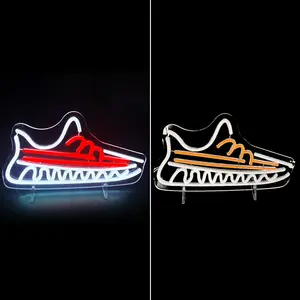 Drop Shipping Kostenloses Design Leucht reklame Sportschuhe LED Beleuchtung Ad Adidas Sneaker Leucht reklame benutzer definierte Neonlicht Zeichen