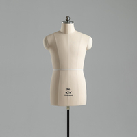 Mannequin de couture robuste à broches avec support roulant réglable, buste masculin demi-corps pour l'enseignement en écoles de mode
