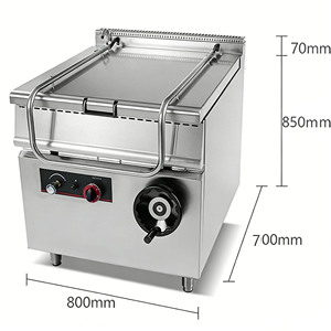 CPVKRY Sartén Industrial Inclinable de Acero Inoxidable Antiadherente de 60 Litros para Cocina de Hotel, Conexión Plug-And-Play, 18kw de Potencia - Product Image 2