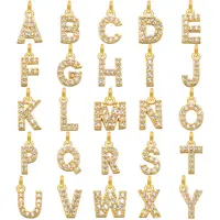 Gioielli fai-da-te personalizzati in oro 18 carati placcato fascino cz lettera iniziale zircone ciondola alfabeto ciondolo lettera a-z