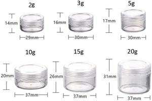 סיר קטן 2 גרם 3 גרם 5 גר '10 גרם 15 גרם 20 גרם 30 גר' קופסא קרם אבקת מיכל מיני פלסטיק ברור עם כובע שחור לבן - Product Image 4