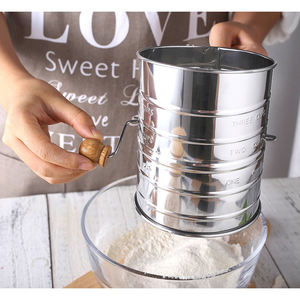 רוטרי יד Crank קמח מכונת נפוי נירוסטה 3 כוס קמח מכונת נפוי רשת בסדר מסננת אפיית כלים - Product Image 3