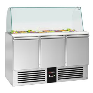 GGM gastro saladette ประตู Cooling-1368mm-Triple โต๊ะแบบพรีเมี่ยม, ด้านบนเป็นกระจกสูง-A +++ ประหยัดพลังงาน-ละลายน้ำแข็งอัตโนมัติสำหรับ - Product Image 3