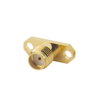 Connecteur coaxial RF plaqué or SMA femelle Jack 4 trous à bride avec matériau en laiton