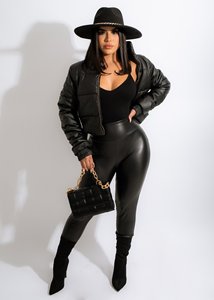 10% di sconto S-2XL nuovo piumino in pelle elastica giacca imbottita giacca da <span class=keywords><strong>donna</strong></span> giacca in PU - Product Image 4