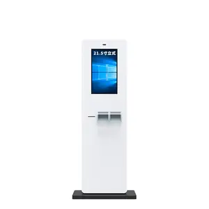 21.5 inch portrait Self service terminal Outdoor Freestanding digital signage totem displays with printer and scanner