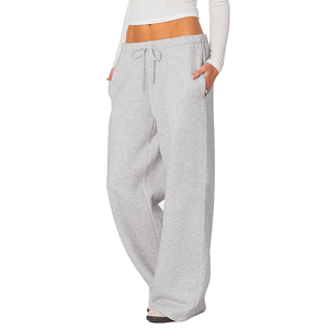 Pantalon de survêtement à jambes larges personnalisé de haute qualité pour femmes pantalon de jogging d'entraînement respirant avec avant plat bas quantité minimale de commande vente en gros - Product Image 4