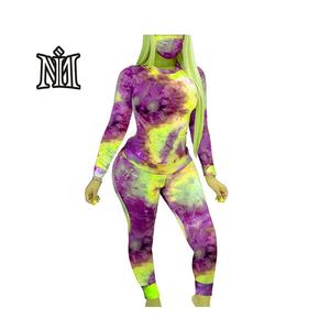 Conjunto Deportivo de Invierno para Mujer, Tie Dye, 100% Algodón, Resistente al Viento, Transpirable, Reversible, Sudadera con Cremallera y Top Corto - Product Image 5