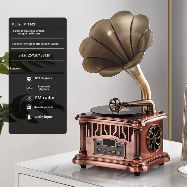 Vintage Multi Connectivity Gramophone Record Player Bluetooth USB AUX FM Radio Turntable for Home Decor Collectable