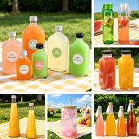 Bouteille en verre carrée vide de 350 ml et 500 ml pour jus, lait, café, eau, boissons, avec bouchon à vis en aluminium, vente en gros