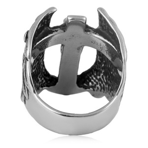 yunnique <b>Titanium</b> Steel Angel Wing <b>Ring</b> Unisex Fashion Jewelry Gift Stainless Steel Cross Shape Punk Style Retro Trendy Design - Product Image 3