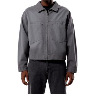 Custom Design <b>Men's</b> Punk Old Worn Spring Autumn Cropped Boxy Fit Patch Pockets Loose <b>Men</b> Twill Cotton Canvas <b>Trucker</b> <b>Jacket</b> - Product Image 1