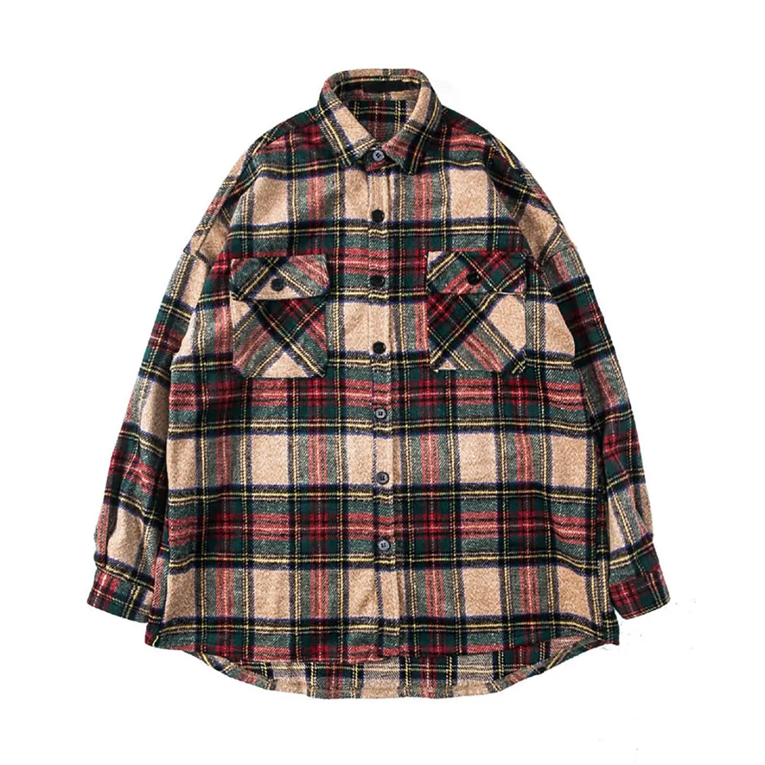 Fashion Custom Polyester Casual Plus size Long sleeve Flannel Men's Shirt