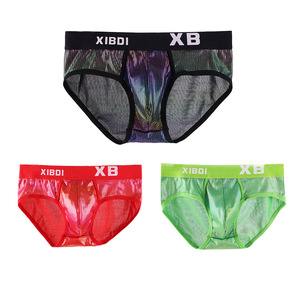 Men's Mid-Rise Sexy Breathable <strong>Underwear</strong> Cross-Border Trendy Personality Shorts with Logo on <strong>Waist</strong> Knitted Man Panties - Product Image 4