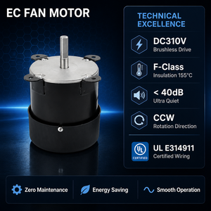 เครื่องฟอกอากาศ ระบบระบายอากาศ HVAC อุตสาหกรรม มอเตอร์ไร้แปรงถ่าน DC 300W AC110V/220V 3550RPM หมุนตามเข็มนาฬิกา สำหรับมาตรฐานประสิทธิภาพ IE4 IP55 พัดลม EC - Product Image 2