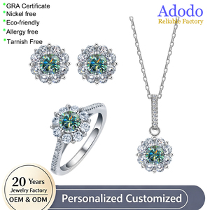 Juego de Joyería de Plata S925 con Diseño de Copo de Nieve, Zafiro de 0.5ct VVS GRA, Moissanita, Aretes, Collar y Anillos de Diamantes para Mujer - Product Image 1